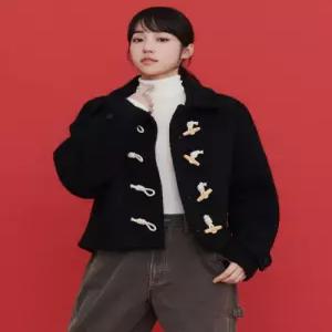 [정품] LEE 우먼 테디 더플 숏 코트 블랙 LE2504CT60BK