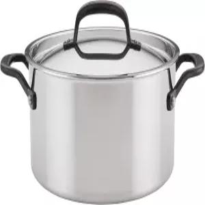 KitchenAid 5겹 스테인리스 스틸 뚜껑 있는 스톡 냄비 6쿼트 광택 마감 고른 가열과 일상 요리를 위한