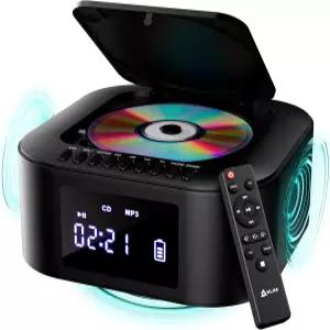 KLIM 붐박스 E1 - CD 플레이어 휴대용 오디오 시스템 서브우퍼 FM 라디오 MP3 블루투스 AUX USB 유무선
