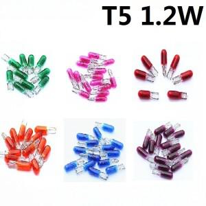 10Pcs 12V 1.2W T5 286 앰버 레드 그린 블루 핑크 퍼플 따뜻한 화이트 전구 대시 보드 계기판 브레이크 전