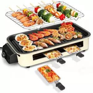 전기 실내 그릴 1500W YOHAWJAN 2-in-1 무연 논스틱 분리형 그리들 플레이트 포함 온도 조절 가능 휴대용
