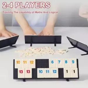 106 룸미 타일로 구성된 번호가 매겨진 마작 세트 4 랙 지퍼 보관함 휴대용 여행 게임 휴일 파티에