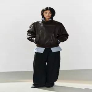 ZARA 페이크 레더 바이커 재킷 - 브라운 4391/892/700