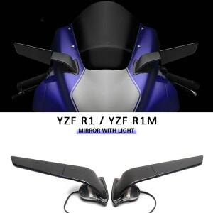 오토바이 액세서리 Yamaha YZF R1 r1 M 2020 - 2025 용 LED 라이트 백미러 사이드 미러로 조정 가능한 바람