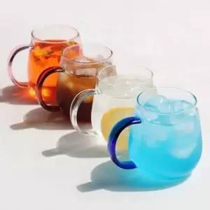 [제이큐]디자인 내열 유리 컵 항아리 홈카페 유리 컵 아이스 350ml 옹기