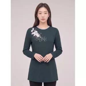 크로커다일레이디그린 페미닌 플라워 자수 티셔츠 CLCSTS105