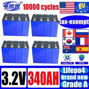10000 사이클 신형 3.2V 340ah 리튬인산철 배터리 DIY 12V 24V 48V RV 3C 등급 A 골프 카트 태양광 에너지