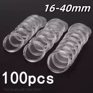 투명 원형 동전 보관함 캡슐 수집 거치대 용기 케이스 용품 선물 100 개 16-40mm 분리수거 코인캡슐