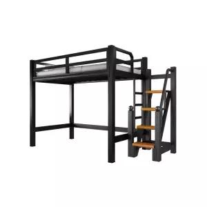 철제 2층 침대 싱글 계단 아이 조립식 사다리 높은 수납 1200x2000mm 블랙