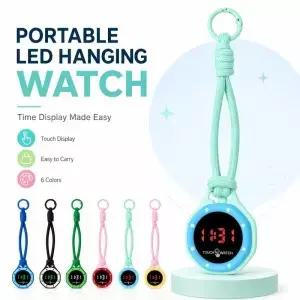 편조 로프가 있는 휴대용 LED 디지털 걸이형 시계 터치스크린 키체인 경량 가방 펜던트 타이머 남녀공용