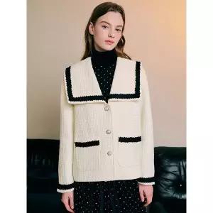 [하프클럽/]세일러 트위드 울 하프 코트 SAILOR TWEED WOOL HALF COAT / IVORY