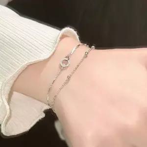 [하프클럽/]여성 블링블링 데일리 팔찌 링팔찌 더블체인 실버볼