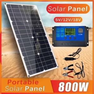 800W 휴대용 태양광 패널 파워 뱅크 12V 키트 컨트롤러 가정/캠핑/RV/자동차용 속전속충 배터리 충전기