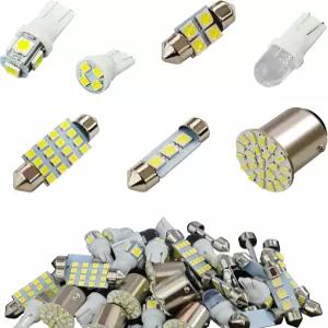 SWQS 42PCS LED 실내용 자동차 조명 키트 슈퍼 브라이트 화이트 돔 지도 테일캡 번호판 세트 T10 31mm 194