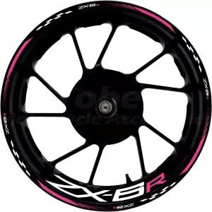 멋진 17 가와사키 ZX-6R 636 2000-2026용 휠 림 스티커 로즈 레드 반사 비닐 스트라이프 키트 방수 및 자가