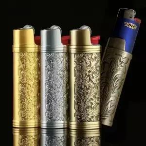 BIC J5 미니 사이즈 라이터/BIC J6 풀 J3 중간 크기 용 빈티지 금속 케이스 커버 홀더
