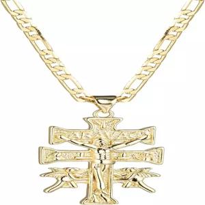 kelistom 14K 골드 실버 톤 스테인리스 스틸 가톨릭 카라바카 십자가 크리스탈 참 펜던트 여성용 천사