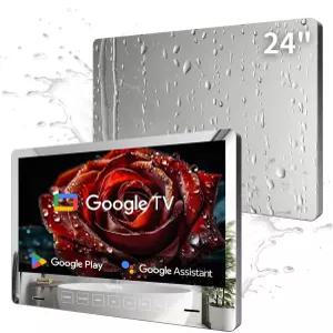 SYLVOX 24인치 욕실 TV 1080P 미러 Google OS NTSC 및 ATSC 튜너 WiFi 블루투스 음성 리모컨 욕조 호텔