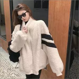여자 오버핏 아우터 인조양털 뽀글이집업 후리스자켓 2컬러