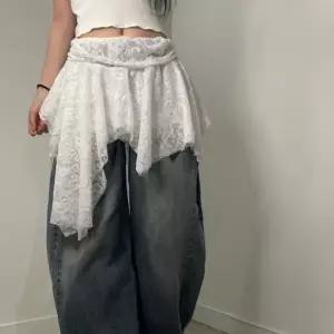 시스루 언발 레이어드 스커트 레이스 미니 치마 2color 속바지 밴딩 프릴 T119