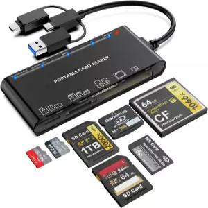 Memory Stick Duo 어댑터 리더기 7in1 SD/Micro SD/TF/XD/CF/M 카드 리더/Windows Mac Linux용 USBA USBC