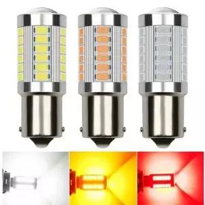 2 PCS PY21W P21/5W 1156 Ba15s 1157 Bay15d 자동차 LED 전구 방향 지시등 12V 33SMD 7000K 흰색 브레이크