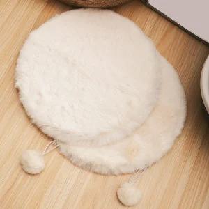 셩고케이스 2팩 12인치 원형 인조 토끼털 고양이 침대 쿠션 패드 매트 창문 농어용 캣 트리 타워 교체