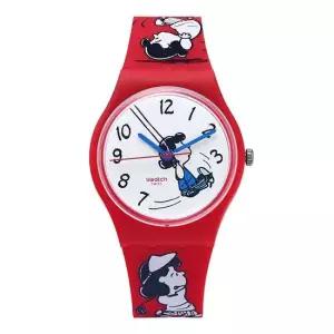 스와치 MUST IT_남녀공용 PEANUTS KLUNK 우레탄 손목 시계SO28Z106
