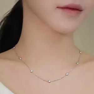 다이아 베젤 목걸이 2.8미리 새틴 레이어드 기념일 여자 친구 생일 선물 천연 랩