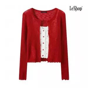 르샵 정상가 99000원 | 러블리 도트 베스트 니트 가디건 세트 DQ2CK021A 450771