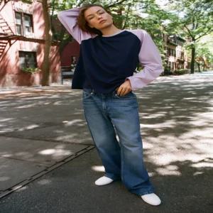 ZARA 배색 래글런 티셔츠 - 라일락 0858/728/629