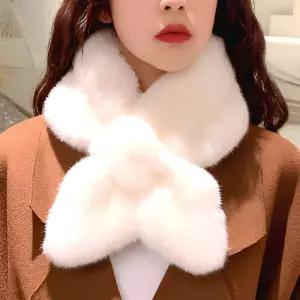 퍼 리본목도리 여성 털목도리 쁘띠 머플러 아이보리 겨울 방한용품