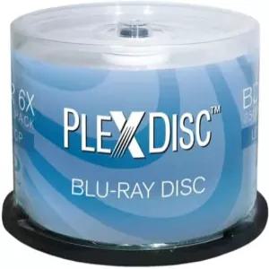 PlexDisc 633-814 25GB 6배속 블루레이 로고 상단 단일 레이어 기록 가능 BD-R 50장 스핀들 마커로 쉽게