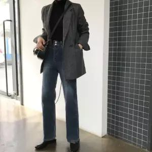 여성 자켓 가을 모던 체크자켓 여유핏 체크 클래식