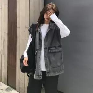 복고풍 무심한듯 시크한 오버핏 베스트 블랙진