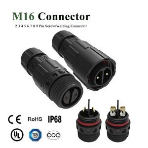 방수 M16 2 3 4 5 6 7 8 9 핀 케이블 커넥터 실외 IP68 나사/용접 남성 여성 와이어 전원 항공 플러그