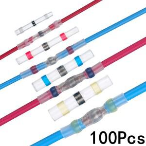 50/100pcs, 납땜 열 케이스, 방수, 솔더 씰 수축 버트 와이어 커넥터 터미널 접착제가있는 전기 구리