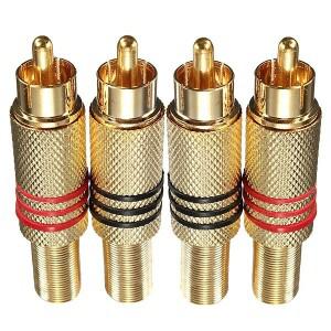4Pcs 2Pair 골드 RCA 포노 남성 플러그 솔더 오디오 비디오 케이블 어댑터 커넥터 스피커에 적합