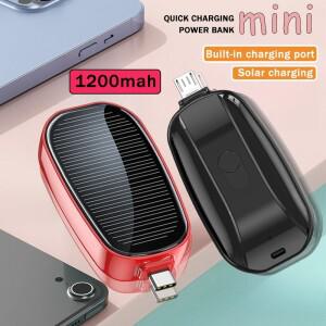 태양집열판집열판 보조배터리 미니 키링 휴대용 충전기 1200mAh 아웃도어 캠핑용 외장 배터리 비상용 전원