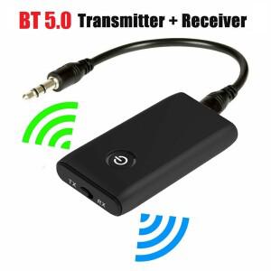 무선 블루투스 호환 5.0 송신기 수신기 충전식 3.5mm AUX 포트 TV PC 자동차 스피커 용 Hifi 음악 오디오
