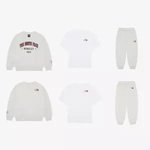[매장판] 노스페이스 키즈 맨투맨 티셔츠 반팔티 바지 셋업 고 투 3PCS 코디 세트 오트밀 NM5M