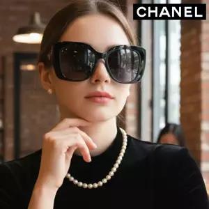 CHANEL 샤넬 블랙 레터링 선글라스 CH5422B C501T8 53mm 명품 스퀘어 블랙 뿔테 패션 선글라스
