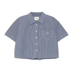 리 우먼 체크 반팔 셔츠 네이비 LE2502SS67NA