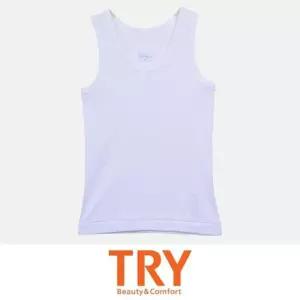 (트라이) 면 란우 100 고급 순면 소재 백색 동런닝