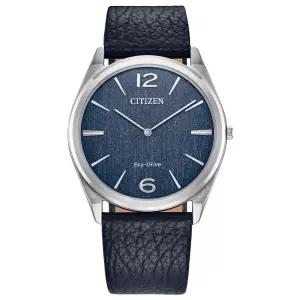 Citizen 시티즌 남성용 수라토 클래식 에코 드라이브 블랙 가죽 시계 39mm AR3120-08L 587430
