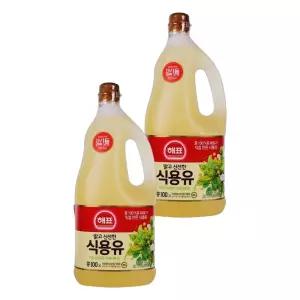 해표 양식 대두유 식용유 1.8L 2개 요리오일 식자재 조리용 한식 중식 다용도 기름