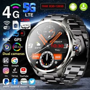 5G/4G 전체 네트워크 스마트 시계 1.95 인치 720*720 대형 스크린 HD 화상 통화 8GB+128GB RAM 2100 mAh Go