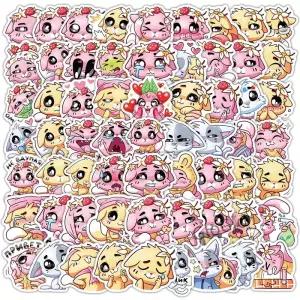 70PCS 고양이 스티커 귀여운 만화 동물 데칼 DIY 노트북 전화 기타 자전거 스케이트 보드 수하물 낙서 장식