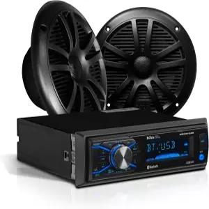 BOSS Audio Systems MCBK634B.6 해양용 보트 스테레오 및 6.5인치 스피커 페어 AM/FM 라디오 수신기 USB