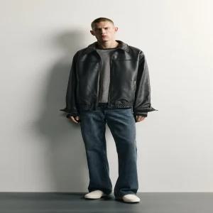 ZARA 릴렉스 핏 페이크 레더 재킷 - 블랙 4027/800/800